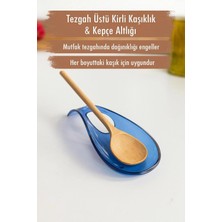 Mikasso Akrilik Mavi Tezgah Üstü Kirli Kaşıklık & Kepçe Altlığı Akrilik Mavi