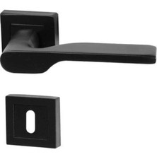 Mikasso Kare Rozet Siyah Leydi Oda Kapı Kolu ( 1 Takım= 2 Adet Kapı Kolu 2 Adet Alt Rozet ) Zamak Kaplama