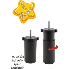 Mikasso 2 Adet Ayarlı Destek Ayağı 9.5 x 14.5cm Siyah Gizli Ayak M8 Civatalı Incediş Mobilya Kanepe Baza Kol