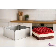 Mikasso Ayarlanabilir Kare-Dikdörtgen Kelepçeli Kek Pasta Kalıbı-Çelik Çelik Gri