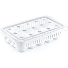Mikasso 15'li 2 Adet Kapaklı Yumurta Saklama Kabı, Buzdolabı Düzenleyici Yumurta Kabı Plastik Beyaz