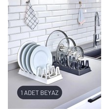 Mikasso Tencere Kapağı Organizeri - 6 Bölmeli Tencere Kapak Dolap Içi Düzenleyici Kapak Düzenleyicisi Beyaz