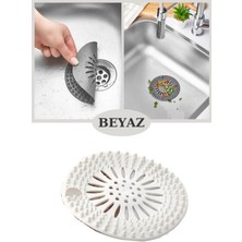 Mikasso Süzgeçli Lavabo Banyo Küvet Tıkacı, Yuvarlak Evye Küvet Banyo Gider Kapağı Beyaz Renk S-140 Plastik