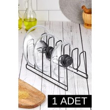 Mikasso Tava ve Kapak Düzenleyici - 5 Li Tava ve Tencere Kapaklığı Düzenleyici - 1 Adet Siyah Metal Siyah