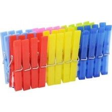 Mikasso 24 Lü Çelik Yaylı Plastik Çamaşır Kurutmalık Mandalı Mandal 5 Tr