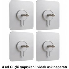 Mikasso 4 Ad Ultra Güçlü Yapışkanlı Vidalı Askı Aparatı Plastik Beyaz Tr