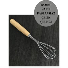 Mikasso Bambu Saplı Paslanmaz Çelik Tel Çırpıcı 29CM Çelik