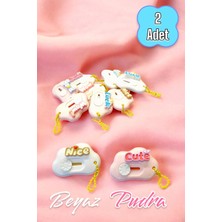 Mikasso 2 Adet Stickerlı Bulut Mini Maket ve Kargo Bıçağı Falçata Beyaz Pudra SHN-1200