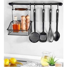 Mikasso Özel Seri Ferforje Sepet Siyah ve Askı Aparatı, Mutfak, Fincan, Askılık Metal Siyah 10 x 15