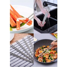 Mikasso 5 Çift Metal Chopstick Paslanmaz Çelik Çin Çubuğu Yemek Çubukları ( 10 Adet ) Paslanmaz Çelik Metali