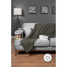 Cotto Home Koltuk Örtüsü %100 Pamuk Çizgili Dekoratif Pike Çok Amaçlı Yeşil Renk 170X200