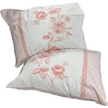 Clasy Ranforce %100 Pamuk 2 Adet Yastık Kılıfı Çiçek Desenli Toz Pembe