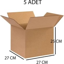 Mikasso Kutu Boş Karton Koli Tasıma Kolisi 27X27X25 Orta Boy 5 Li Adet 27 x 27 x 3