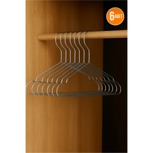 Mikasso 6'lı Paslanmaz Metal Kıyafet ve Elbise Askısı Tel Askı Metal Gri Tr