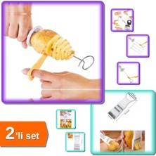 Mikasso Spiral Patates Dilimleyici Çubukta Patates Cips Yapma + 5 Fonksiyonlu Rende Soyacak - 2li Set K8P2H4