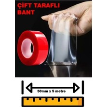 Mikasso Çift Taraflı Bant Şeffaf Silikon Bant Güçlü Yapıştırıcı Montaj Bandı 50MM x 5 Metre