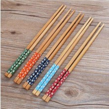 Mikasso Chopstick Japon Çin Yemek Çubuğu 10 Çift Yıkanabilir Bambu Bambu Kahverengi
