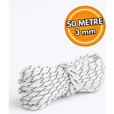 Mikasso Dayanıklı Çift Örgülü Çok Amaçlı Iskota Halat - 50 mt 3mm - Ip - Çekme - Bağlama - Kamp - Marin 50 M