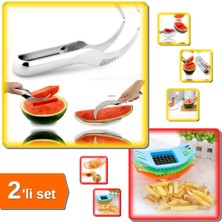 Mikasso Karpuz Kavun Dilimleme Bıçağı + Patates Dilimleyici Pratik - Mutfak Gereçleri - 2li Set Y0E7M8 Çelik