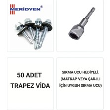 Mikasso Trapez Vidası 5,5 x 38 Mm. / Çatı Vidası / Akıllı Sac Vidası / ( 50 Adet ) Uç Hediyeli