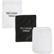Mikasso Kirli Torbası - Temiz Torbası - Çamaşır Filesi 3'lü Set Siyah Tr