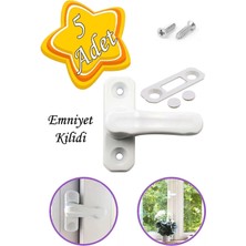 Mikasso 5 Adet Güvenlik Kilidi Bebek Çocuk Pvc Kapı Pencere Emniyet Kilidi Mandalı Cam Hırsız Kilidi Beyaz B