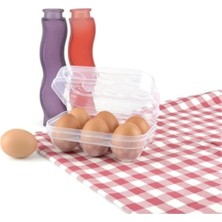Mikasso Plastik Yumurta Saklama Taşıma Kabı Buzdolabı Yumurta Kabı 6 Gözlü Plastik Çok Renkli