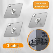 Mikasso Ventosa 3 Adet Ultra Güçlü Yapışkanlı Çok Amaçlı, Vidalı Çerçeve, Resim, Banyo Rafı Askı Elemanı Tur