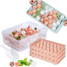 Mikasso Küre Buz Kalıbı Kapaklı Kalıp 33LÜ Top Büz Küpü Kalıbı Kokteyl Içecek Buz Kalıbı Plastik Bej