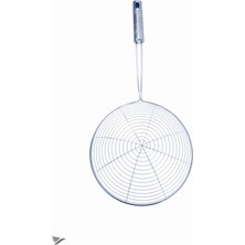 Mikasso Çelik Lüx Paslanmaz Kızartma Kevgiri, Yağ Süzgeci, Çelik Tel Kepçe Paslanmaz Çelik Gri