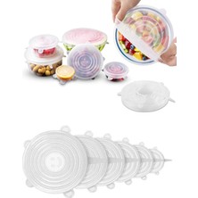 Mikasso Silikon Streç Kapak 6'lı Tazelik Koruyan Saklama Kabı Esneyebilen Tencere Bonesi Gıda Koruyucu Kapak