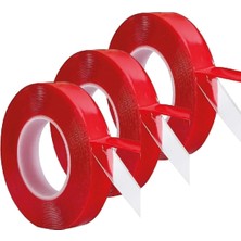 Mikasso Silikonlu Çift Taraflı Montaj Bandı 18MM x 2mt 18*2 ( 3 Adet ) Şeffaf