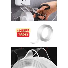 Mikasso 1 Metre 1 Adet Çift Taraflı Bant Şeffaf Nano Yapıştırıcı Tutucu Bandı Şeffaf