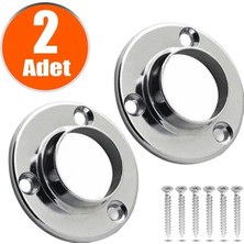 Mikasso Askı Flanşı Krom Yuvarlak Dolap Elbise Askı Aparatı ( 2 Adet ) + Vidaları Bej