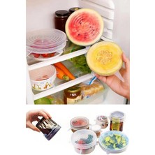 Mikasso Tazeliği Koruyan Saklama Kabı Kapağı 6'lı Silikon Streç Kapak Yakut Cam Beyaz