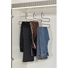 Mikasso 3 Adet - Metal 5 Katlı Dolap Içi Pantolon Eşarp Şal Askısı , Çoklu Askılık, Dekoratif Akıllı Siyah M