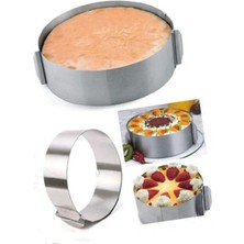 Mikasso Ayarlanabilir Yuvarlak Kek Kalıbı 16X30X6 cm Çelik Beyaz