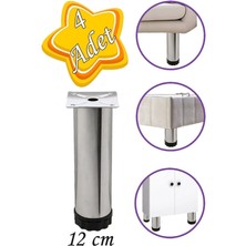 Mikasso 4 Adet Metal Ayarlanabilir 12 cm Krom Destek Ayak Mobilya Kanepe Baza Koltuk Dolap Sehpa Ünite Ayağı