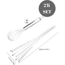 Mikasso 2'li Çırpıcı Set Paslanmaz Çelik Bilyeli & Standart Çırpıcı Set Paslanmaz Çelik