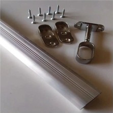 Mikasso Oval 90CM Alüminyum Dolap Içi Elbise Askı Borusu Aparatları Vidaları Metal Gri