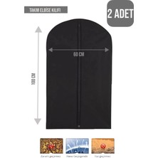 Mikasso ( 2 Adet ) Takım Elbise Kılıfı Fermuarlı Kıyafet Ceket Koruyucu Hurç-Dolap Içi Düzenleyici Tela 60 x