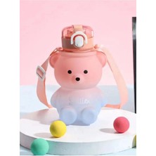 Mikasso Smile Ayıcık Model Öğrenci Su Matarası Öğrenci Su Şişesi Suluk 500 ml Bpa Içermez Matara Suluk Çok R