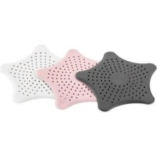 Mikasso Main Shop 3 Adet Yıldız Lavabo ve Küvet Süzgeci, Lavabo Tıkacı (Antrasit-Pembe-Beyaz) M-114 Plastik