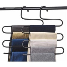 Mikasso 2 Adet Siyah Metal Dolap Içi Askı Pantolon Askısı 5 Katlı Siyah Metal Askı Metal Siyah