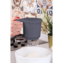 Mikasso Un Pudra Şekeri Kakao Eleği, Pratik Çok Amaçlı Hamur Kek Pasta Eleği Gri Plastik