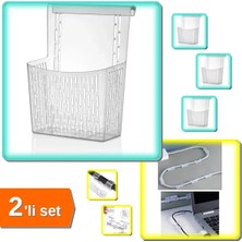 Mikasso Dolap Kapağına Asılabilen Şeffaf Deterjan Organizeri + 20 Adet Kablo Sabitleyici Klips - 2li Set S3L