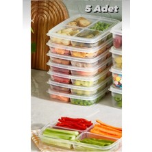 Mikasso 4 Bölmeli Kapaklı Kahvaltılık Sebze Saklama Kabı Öğünlük Buzdolabı Düzenleyici Plastik Çok Renkli