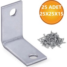 Mikasso L Demiri Mobilya Eşya Dolap Duvara Sabitleme Köşebent Bağlantı Aparatı Gönye 25X25X15 mm 25 Adet. gr