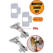 Mikasso Mobilya Dolap Kapak Taş Menteşe Tamir Onarım Sacı Pratik Kit Yuva Tablası Düz Tas Menteşe 4 'lü Set.