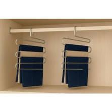 Mikasso 2 Adet Pantolon Askısı 5 Katlı Metal Dolap Içi Akıllı Krom Askı Pantolon Askısı 5 Katlı Düzenleyici